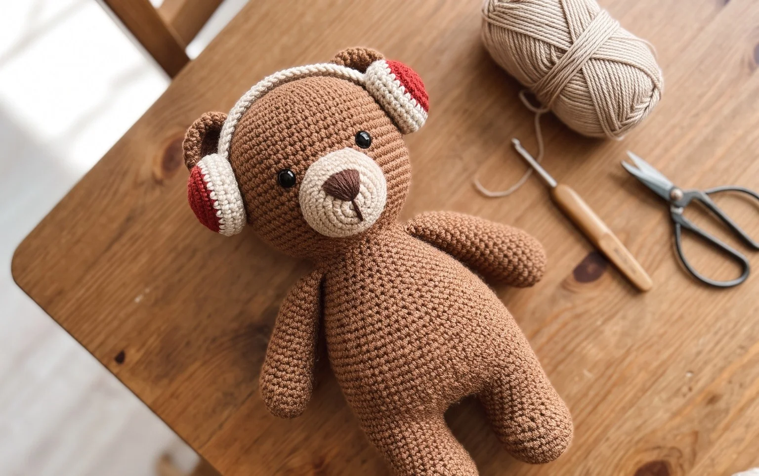 Häkelanleitung: Kuschelbär mit Ohrenschützern & Herztasche