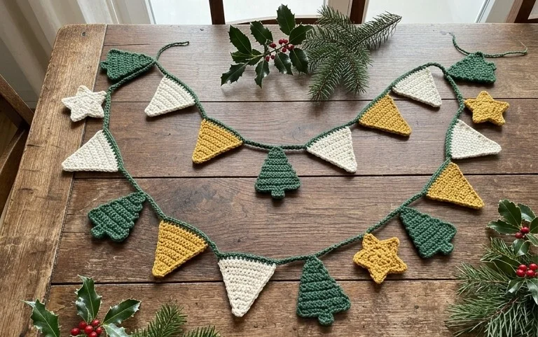 Weihnachtsbaum & Stern Girlande: Kostenlose Anleitung