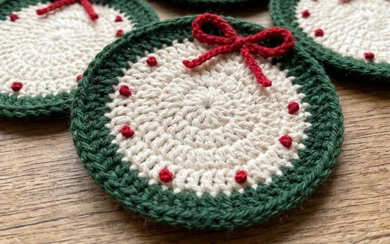 Crochet Wreath Coaster – Free Christmas Pattern